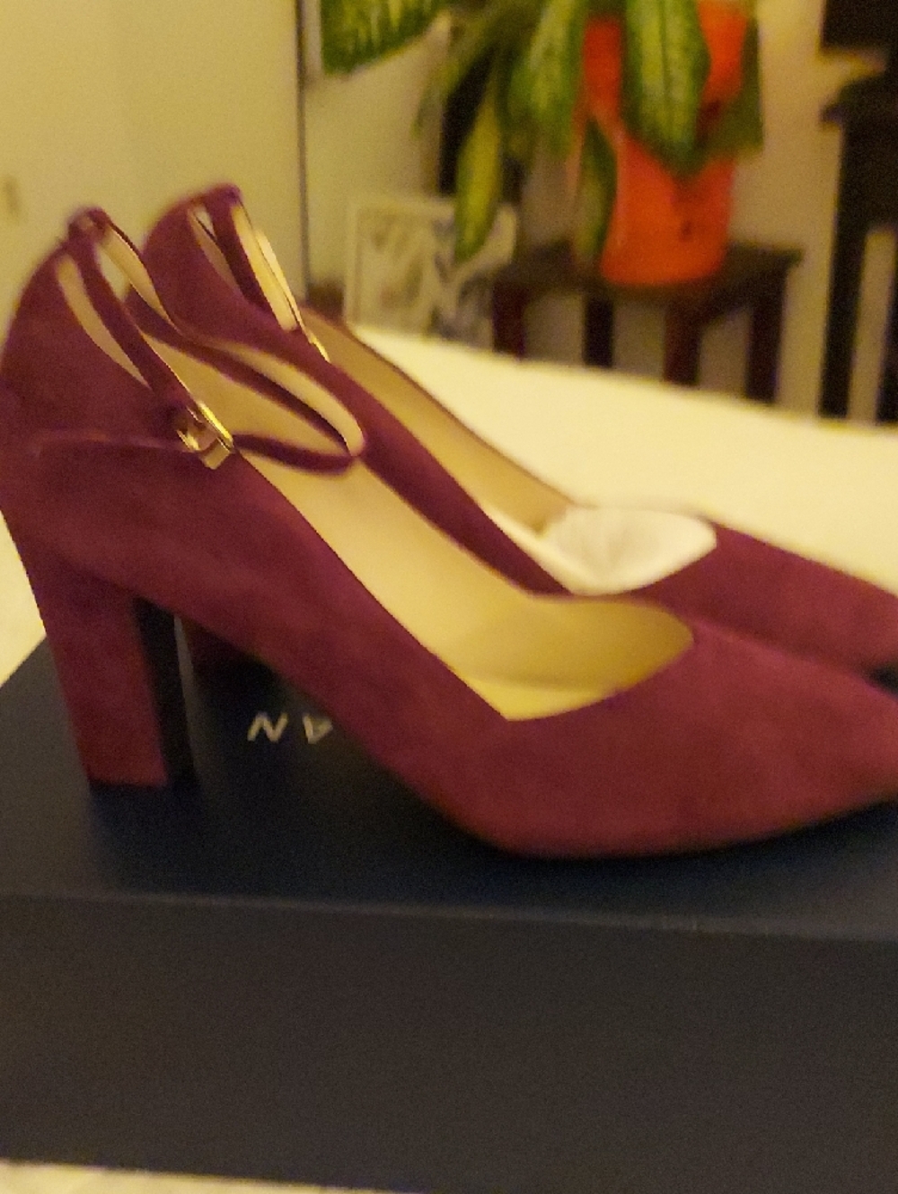 Cole Haan Kaelyn Size 10B Burgandy Suede Ankle Strap Heels W15561 - Picture 4 of 9